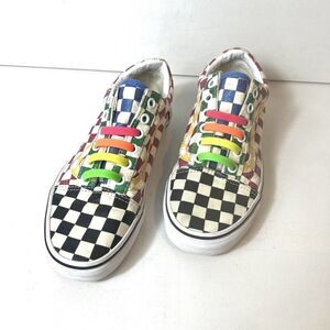 Vans Sneaker Skate Shoe Womens 6 Multicolor Glitter Plaid Canvas Men 4.5 Slip On